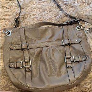Vince Camuto pebbled leather grey shoulder bag
